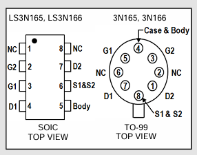 Linear Systems 3N165/3N166單片雙P通道MOSFET