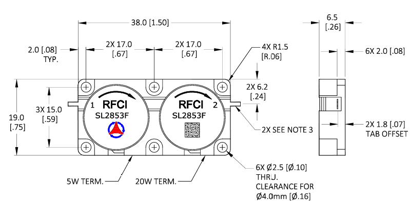 SL2853F CW 20W雙接頭隔離器RFCI